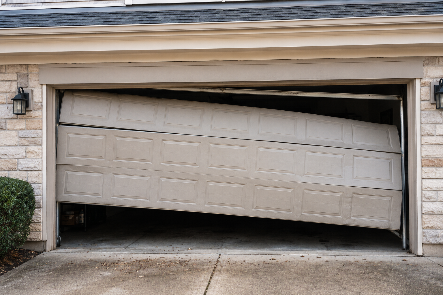 Garage door before repair