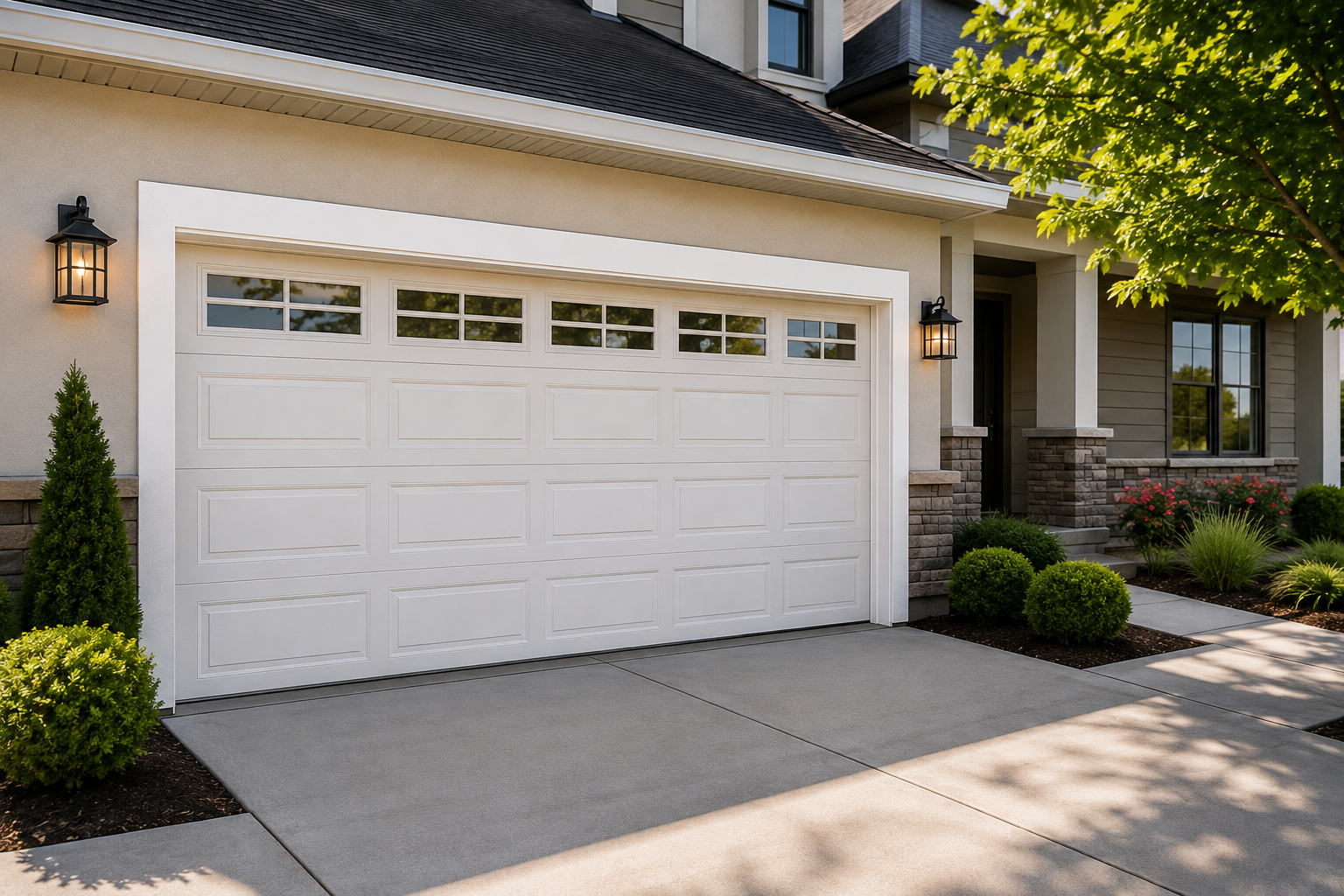 Well maintained residential garage door enhancing home curb appeal in Bellaire TX