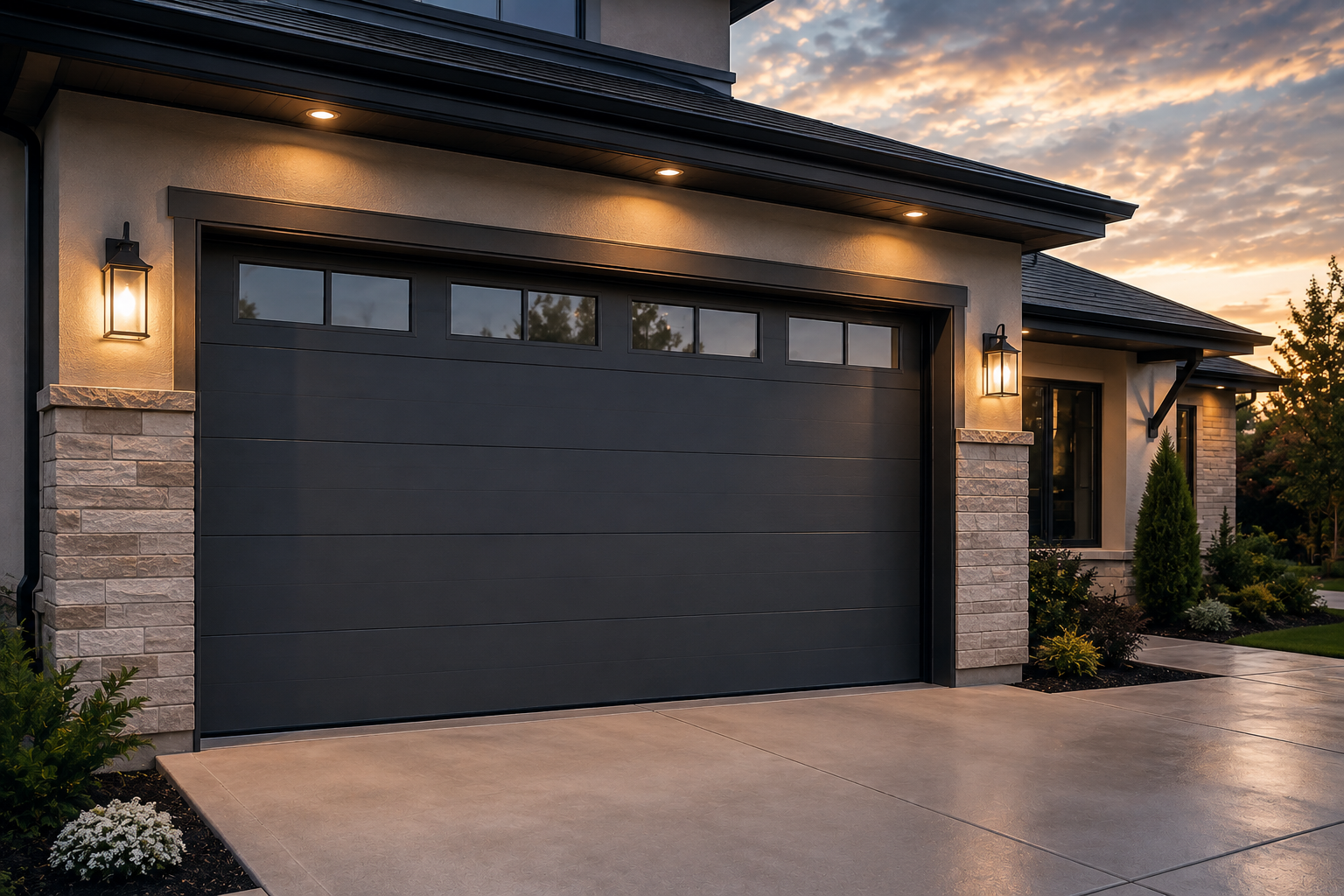 New residential garage door installation for a modern home in Bellaire TX