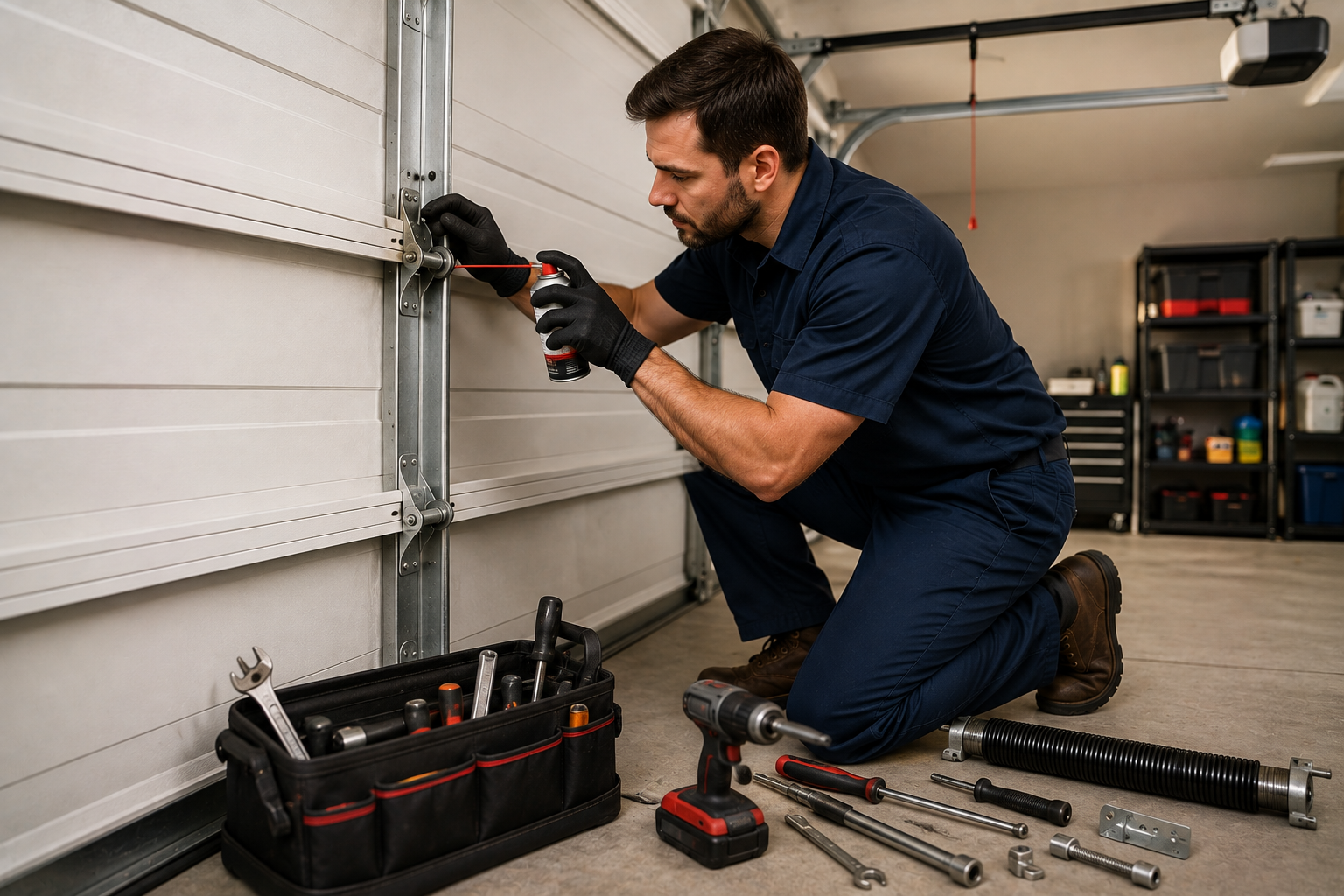 Routine garage door maintenance in Bellaire TX